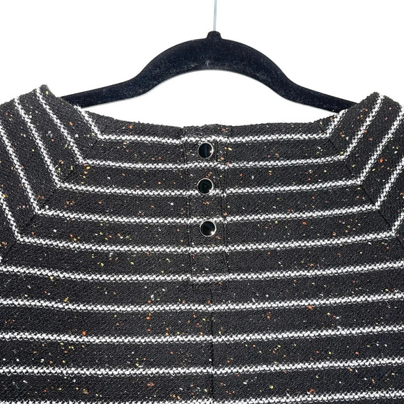 Banana Republic Factory Black & White Striped Tweed Boatneck Sweater Small Women - Picture 7 of 12